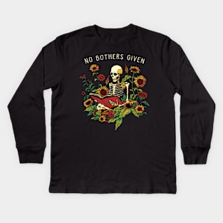 No Bothers Given Skeleton Flower by Tobe Fonseca Kids Long Sleeve T-Shirt